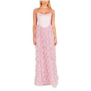 Show Me Your Mumu Francesca Maxi Dress Size XXS Ruffle Tulle Pink Wedding Guest